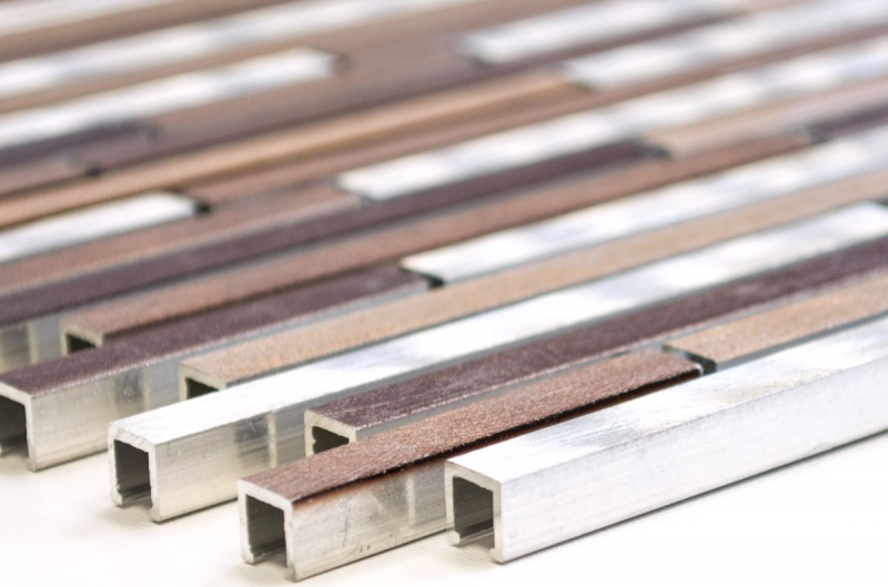 Mosaïque carreau aluminium beige marron composite cuivre carrelage mur cuisine MOS49-A981