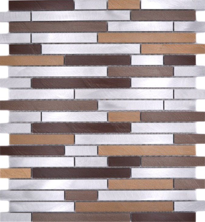 Mosaïque carreau aluminium beige marron composite cuivre carrelage mur cuisine MOS49-A991