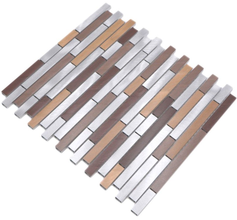 Mosaïque carreau aluminium beige marron composite cuivre carrelage mur cuisine MOS49-A991