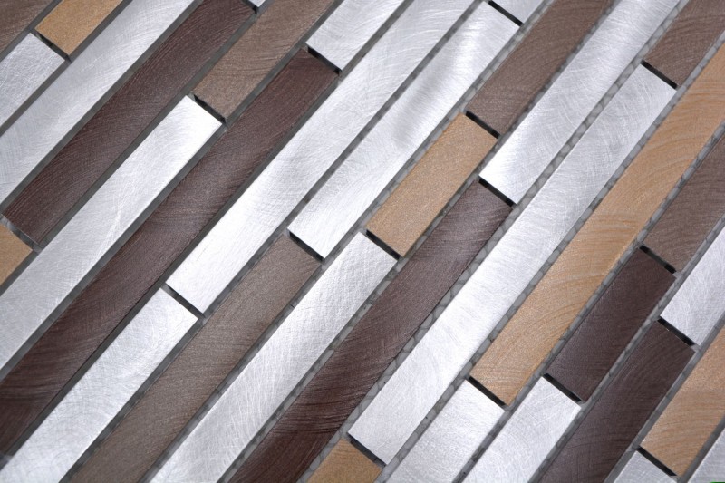 Mosaïque carreau aluminium beige marron composite cuivre carrelage mur cuisine MOS49-A991