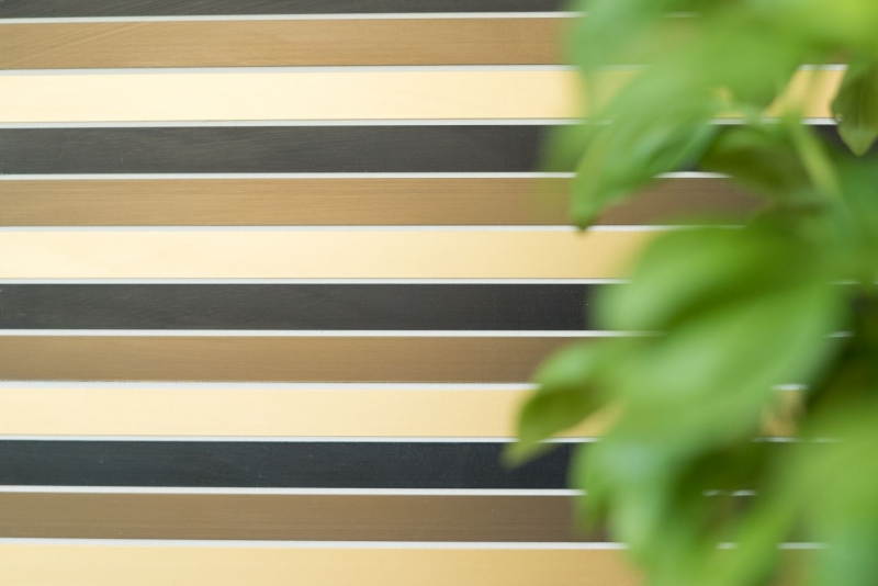 Mosaïque carreau aluminium baguettes noir bronze or carrelage mur cuisine MOS49-B301
