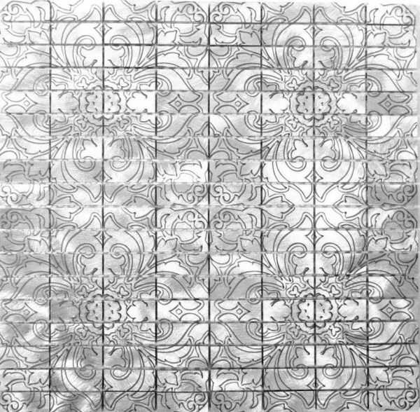 Motif manuel Carreau de mosaïque Aluminium Rectangle Alu argent Miroir de carrelage Cuisine MOS49-C101D_m