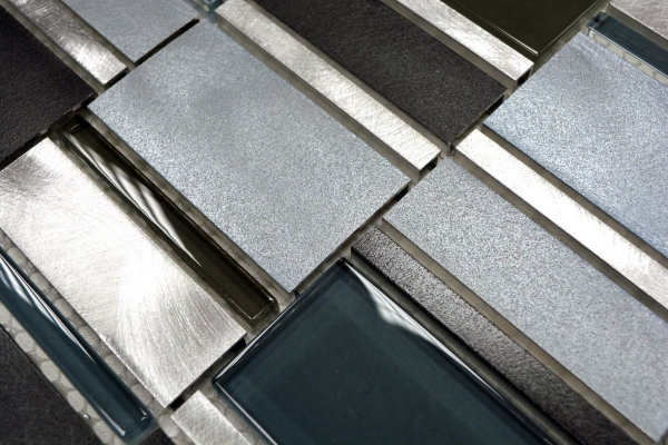 Motif à main Carreau de mosaïque Aluminium Translucide Combinaison Alu Mosaïque de verre Crystal brun MOS49-0205_m