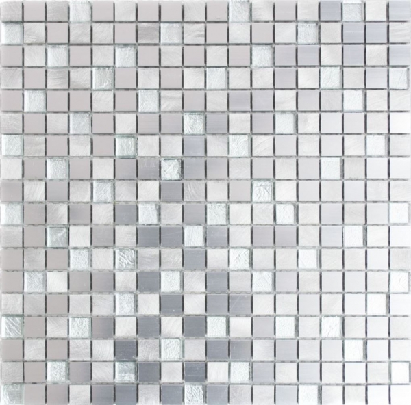 Motif main Carreau de mosaïque Aluminium Translucide Alu Mosaïque de verre Crystal argent MOS49-A309F_m