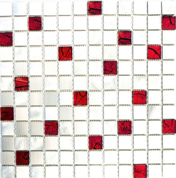 Échantillon manuel de mosaïque Aluminium Translucide Alu Mosaïque de verre Crystal argent rouge MOS49-O301F_m