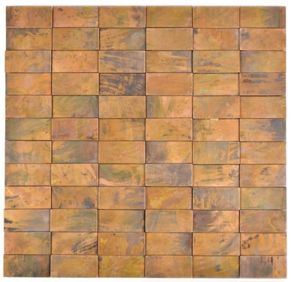 Motif main mosaïque carreau cuivre cuivre baguettes 3D marron carrelage cuisine MOS49-1514_m