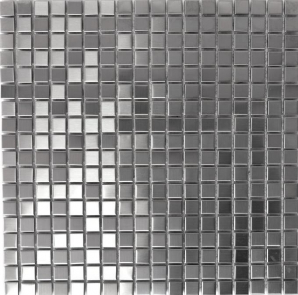 Motif main Carreau mosaïque acier inoxydable argenté acier brossé Carrelage cuisine MOS129-CE15D_m