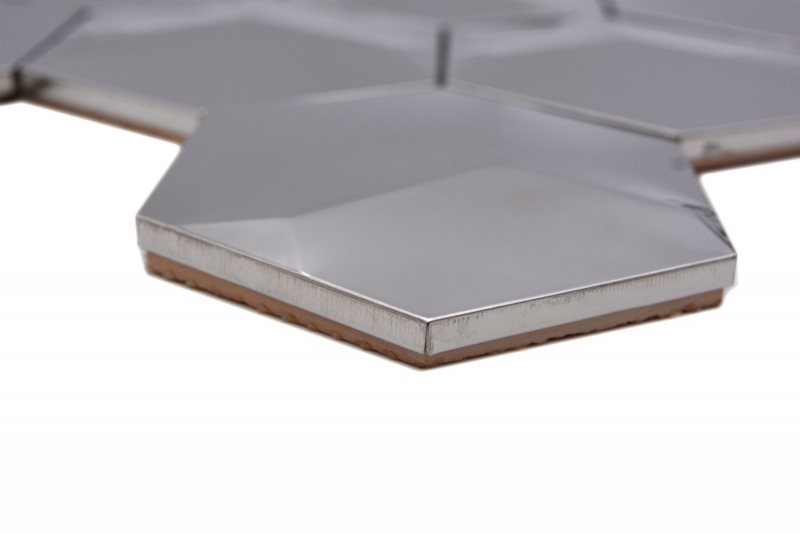 Mosaïque en acier inoxydable argenté Hexagon 3D brillant Mur de cuisine MOS129-HXM10SG