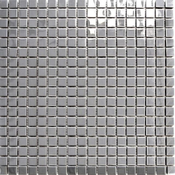Motif main Carreau mosaïque acier inoxydable argenté acier brillant Carrelage cuisine MOS129-15G_m
