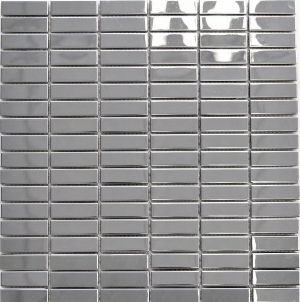 Échantillon manuel de mosaïque Carreau en acier inoxydable Rectangle argenté Acier brillant MOS129-0215_m