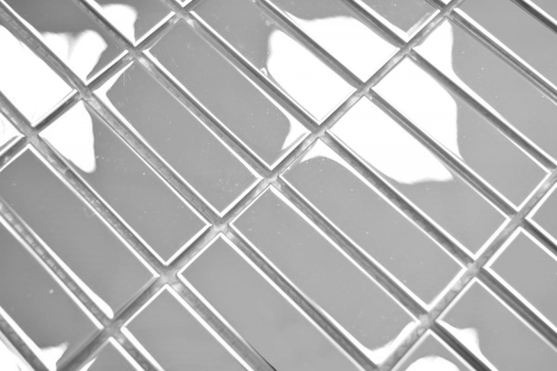 Échantillon manuel de mosaïque Carreau en acier inoxydable Rectangle argenté Acier brillant MOS129-0215_m