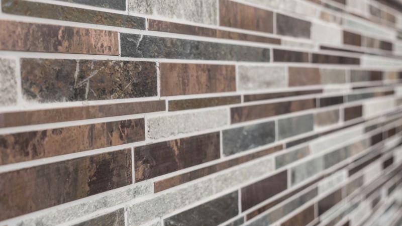 Mosaïque Carreau en pierre naturelle Cuivre gris rouille composé de bâtonnets Carrelage mural Carreaux de cuisine - MOS47-XSK565