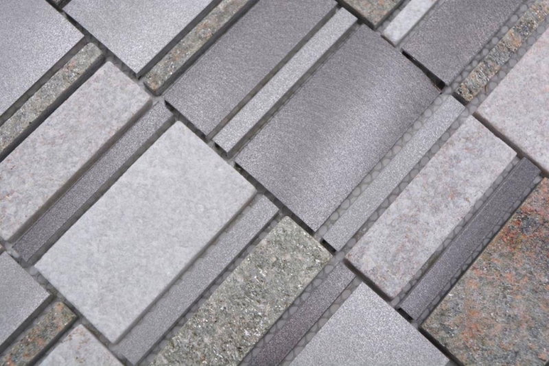 Mosaïque Carreau Quartzite Pierre naturelle Aluminium argent gris beige clair Carrelage MOS49-505
