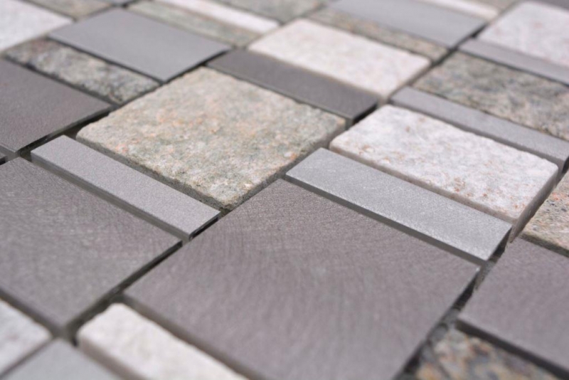 Mosaïque Carreau Quartzite Pierre naturelle Aluminium argent gris beige clair Carrelage MOS49-515