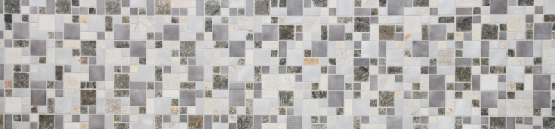 Mosaïque Carreau Quartzite Pierre naturelle Aluminium argent gris beige clair Combinaison MOS49-525