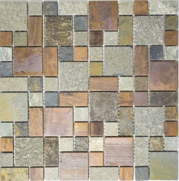 Motif main mosaïque carreau cuivre gris rouille cuivre combinaison carreau cuisine pierre MOS47-595_m