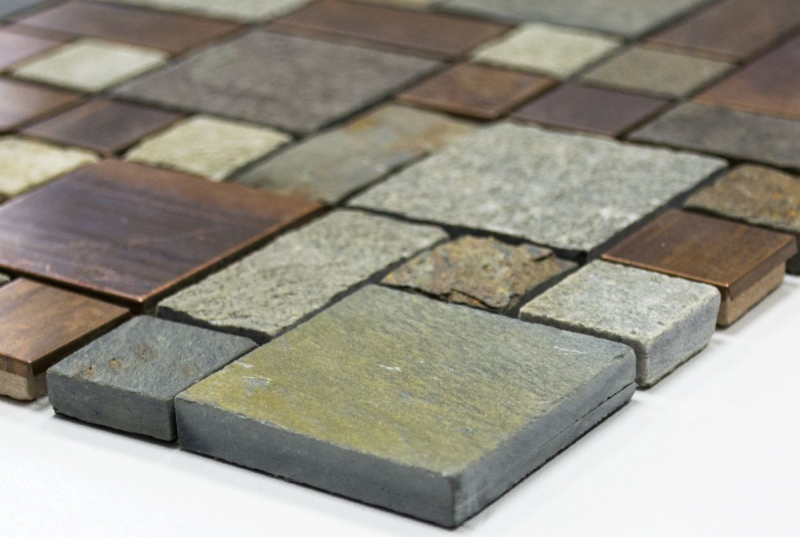 Motif main mosaïque carreau cuivre gris rouille cuivre combinaison carreau cuisine pierre MOS47-595_m