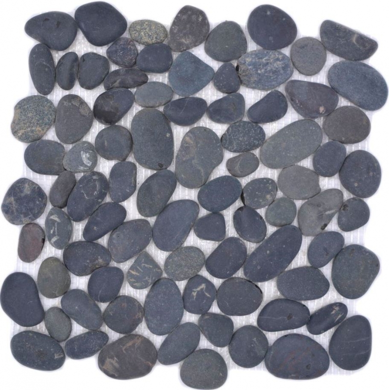 Galets de rivière Galets de pierre bombés gris foncé anthracite noir Receveur de douche Paroi de douche cuisine - MOS30-0208