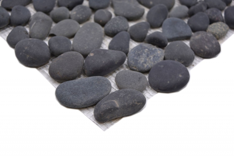 Galets de rivière Galets de pierre bombés gris foncé anthracite noir Receveur de douche Paroi de douche cuisine - MOS30-0208