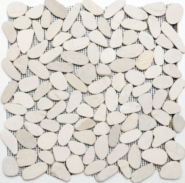 Échantillon manuel de mosaïque de galets de rivière galets de pierre coupés blanc 5 7 MOS30-IN14_m