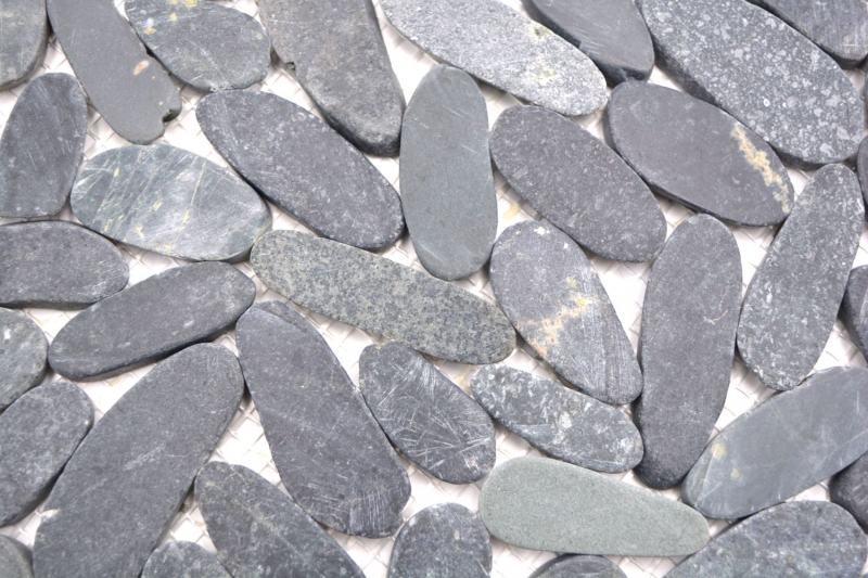 Galets de rivière Galets de pierre coupés noir gris foncé anthracite Bac à douche Carrelage cuisine - MOS30-IN24