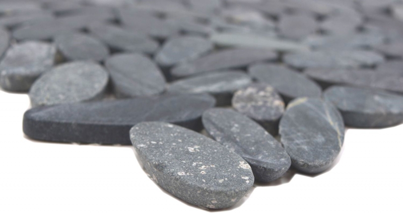 Galets de rivière Galets de pierre coupés noir gris foncé anthracite Bac à douche Carrelage cuisine - MOS30-IN24