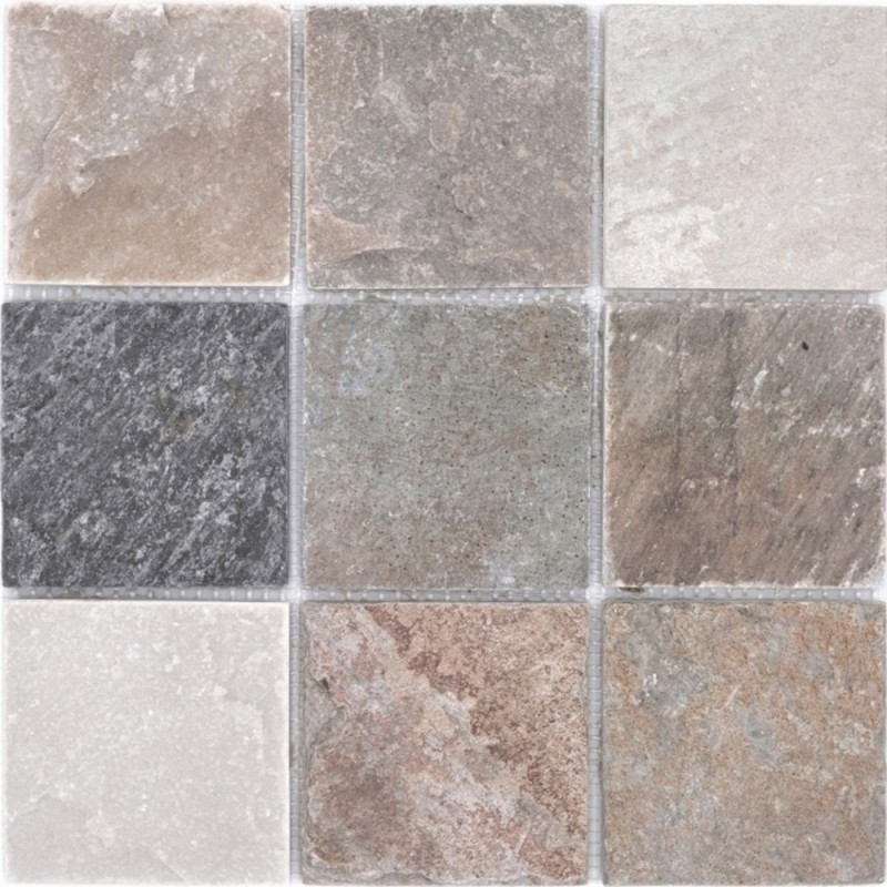 Quartzite Mosaïque beige gris mur sol douche dosseret cuisine carrelage salle de bain - MOS36-0210