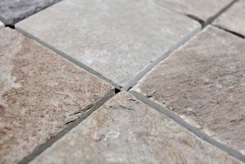 Quartzite Mosaïque beige gris mur sol douche dosseret cuisine carrelage salle de bain - MOS36-0210