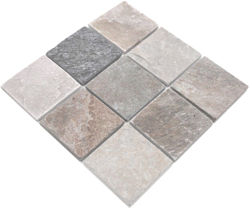 Quartzite Mosaïque beige gris mur sol douche dosseret cuisine carrelage salle de bain - MOS36-0210