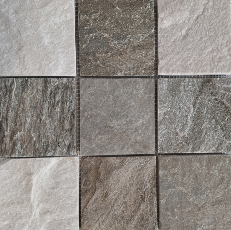 Quartzite Mosaïque beige gris mur sol douche dosseret cuisine carrelage salle de bain - MOS36-0210