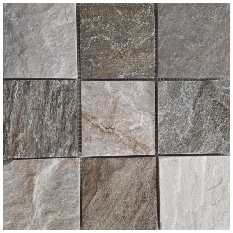 Quartzite Mosaïque beige gris mur sol douche dosseret cuisine carrelage salle de bain - MOS36-0210
