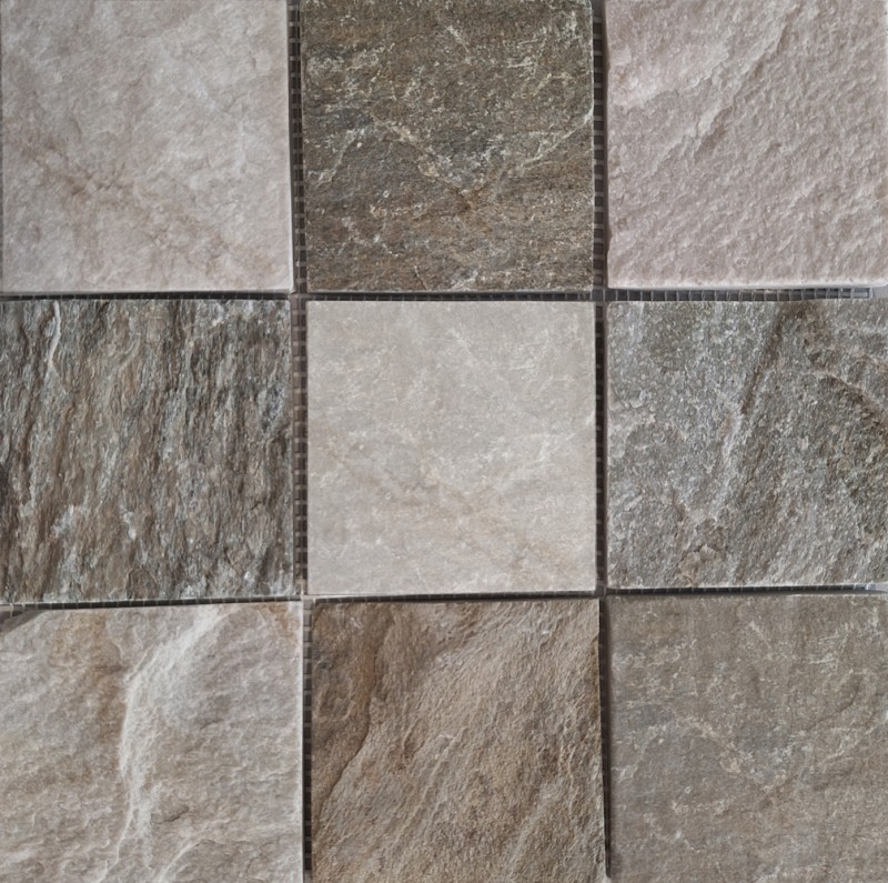 Quartzite Mosaïque beige gris mur sol douche dosseret cuisine carrelage salle de bain - MOS36-0210