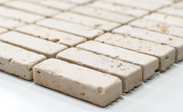 Travertin Carreaux de mosaïque Terrasse Mur Sol Pierre naturelle beige crème Plaquette de carrelage Carreaux de cuisine Salle de bain - MOS43-46158