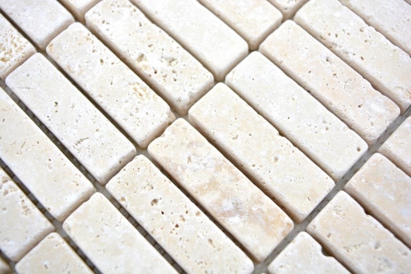 Travertin Carreaux de mosaïque Terrasse Mur Sol Pierre naturelle beige crème Plaquette de carrelage Carreaux de cuisine Salle de bain - MOS43-46158