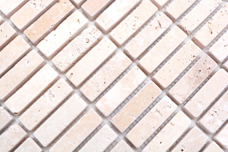 Travertin Carreaux de mosaïque Terrasse Mur Sol Pierre naturelle beige crème Plaquette de carrelage Carreaux de cuisine Salle de bain - MOS43-46158