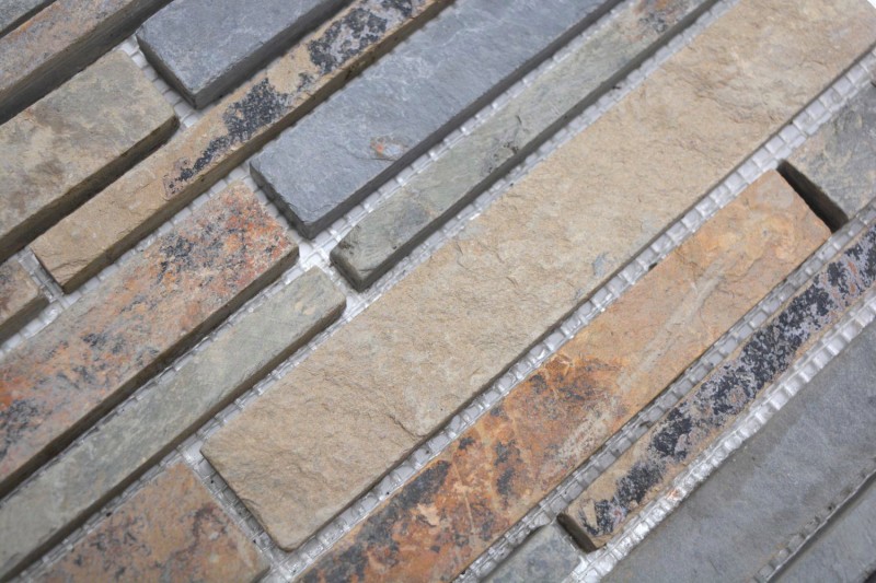 Ardoise Carreau de mosaïque Pierre naturelle rouille Brick rustique Revêtement mural Carreau de cuisine Tapis de mosaïque - MOS34-2525