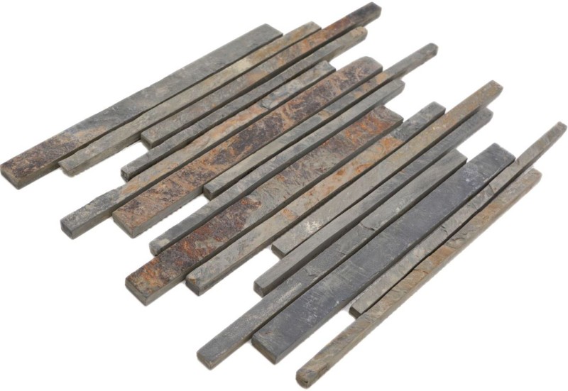 Mosaïque Ardoise Pierre Naturelle Rouille Bâtons Revêtement mural Parement rustique Carrelage - MOS34-S69