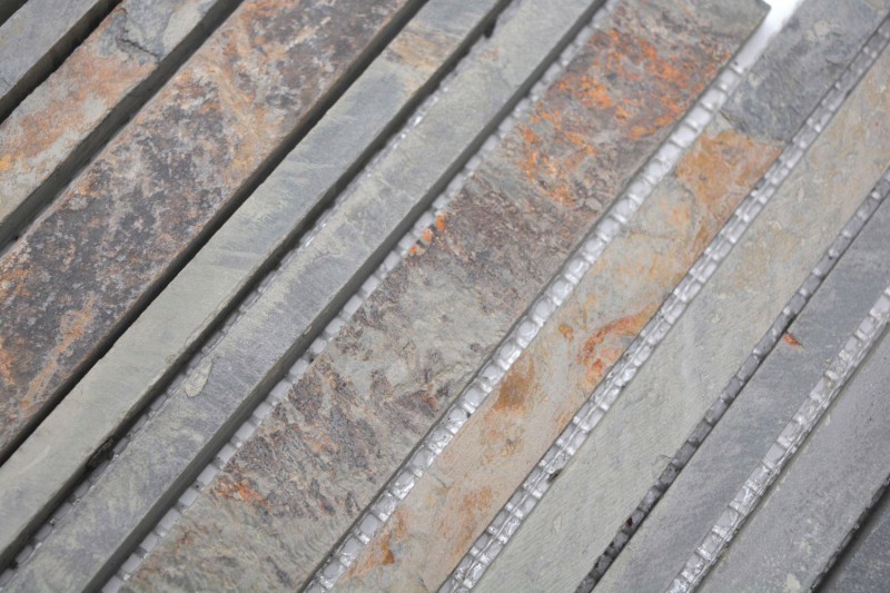 Mosaïque Ardoise Pierre Naturelle Rouille Bâtons Revêtement mural Parement rustique Carrelage - MOS34-S69