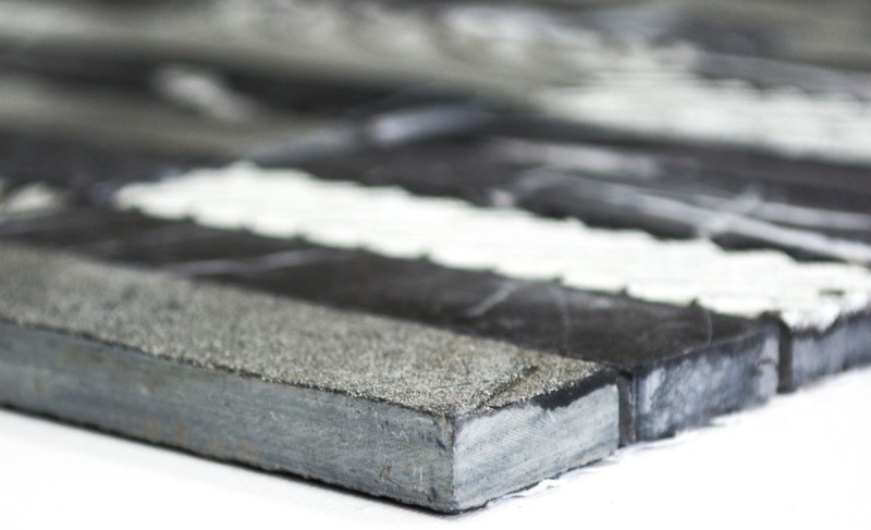 Marbre Mosaïque Carreau de pierre naturelle Rectangle Carving argenté noir - MOS40-STN89