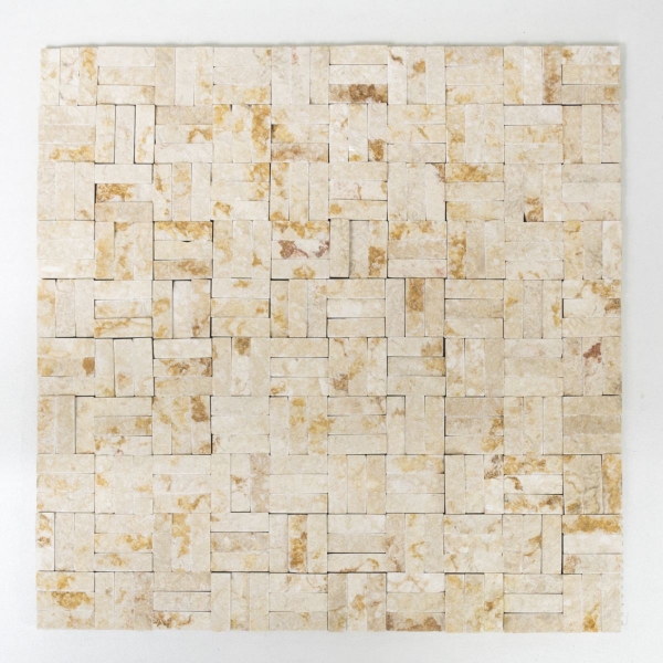 Mosaïque Carreau de marbre Pierre naturelle Parquet Splitface sunny beige 3 D MOS42-x3d63_f