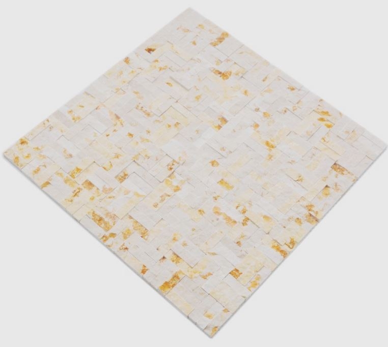 Splitface marbre mosaïque mur de pierre pierre naturelle parquet sunny beige 3D optique - MOS42-x3d63