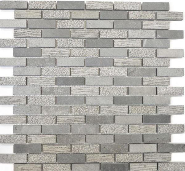 Motif main mosaïque carreau marbre pierre naturelle grise brique ciment de gravure MOS40-B49_m
