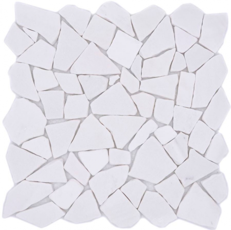 Mosaïque Fracture Marbre Pierre Naturelle Polygonale blanche Carrelage mural Carreau de cuisine - MOS44-0102
