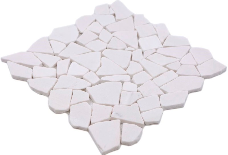 Mosaïque Fracture Marbre Pierre Naturelle Polygonale blanche Carrelage mural Carreau de cuisine - MOS44-0102