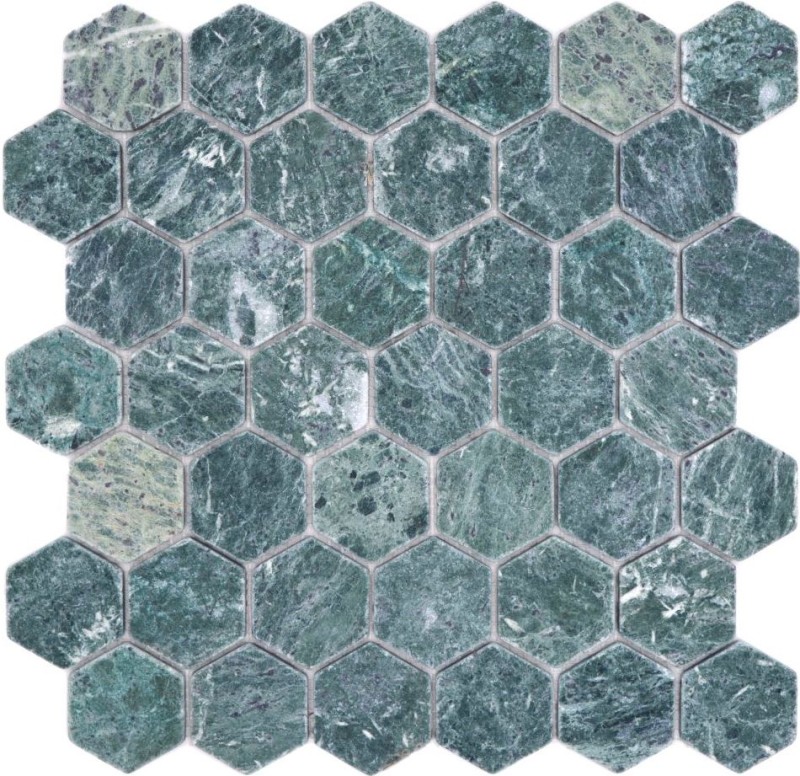 Motif main Carreau de mosaïque Marbre Pierre naturelle Hexagone Marbre vert MOS44-0210_m