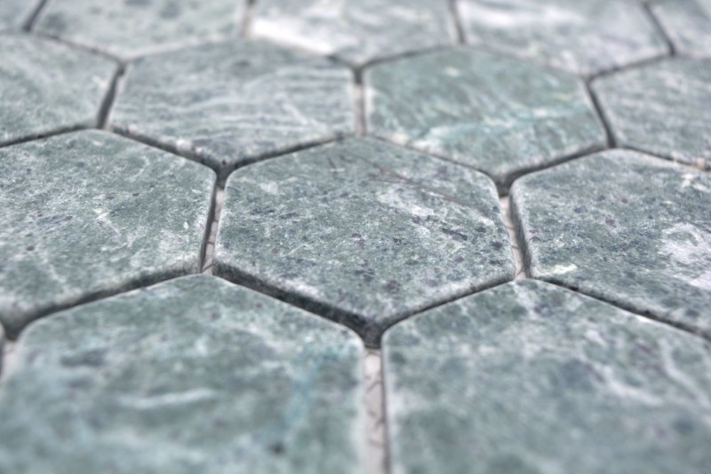 Motif main Carreau de mosaïque Marbre Pierre naturelle Hexagone Marbre vert MOS44-0210_m