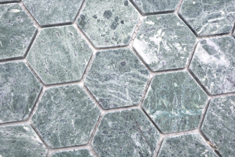 Marbre Mosaïque Carreau pierre naturelle Hexagone vert anthracite aspect pierre Carrelage - MOS44-0210