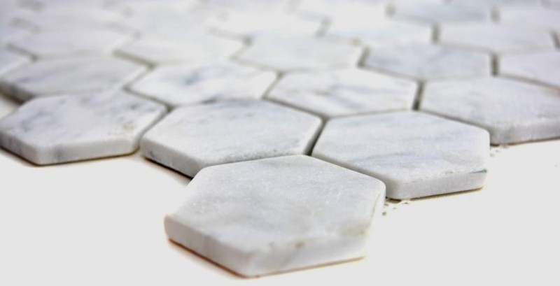 Marbre Mosaïque Carreau en pierre naturelle Hexagon blanc anthracite Carrara Carreau mural - MOS44-0103