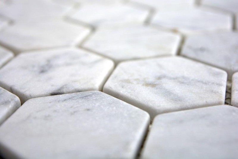 Marbre Mosaïque Carreau en pierre naturelle Hexagon blanc anthracite Carrara Carreau mural - MOS44-0103
