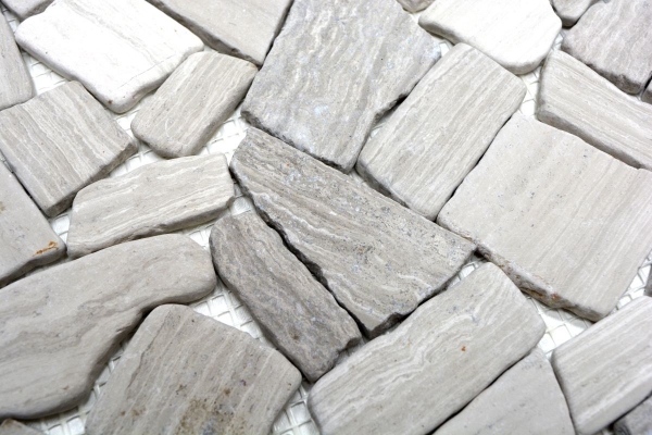 Motif main Carreau de mosaïque Marbre Pierre naturelle Bruch Ciot Gris rayé MOS44-0202_m